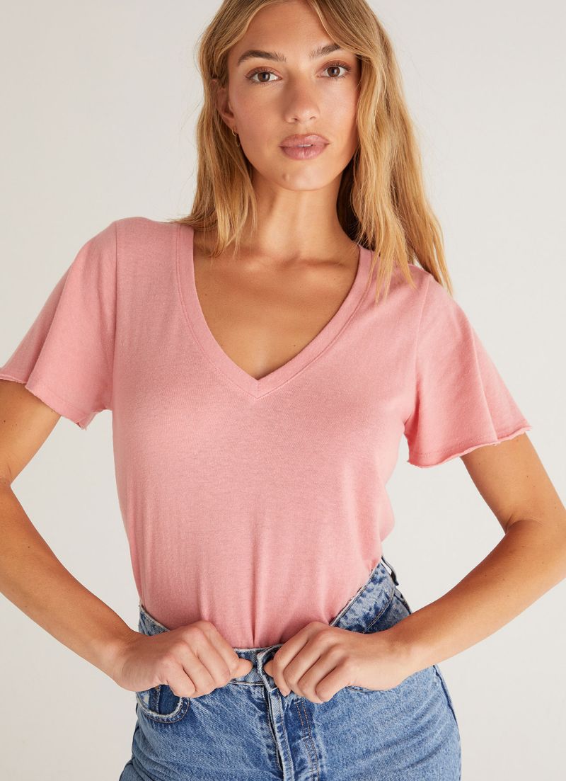 T-shirt flottant à col en V