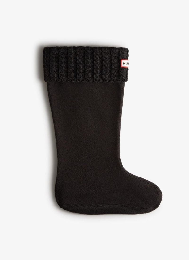 Recycled Mini Cable Knitted Cuff Tall Boot Socks