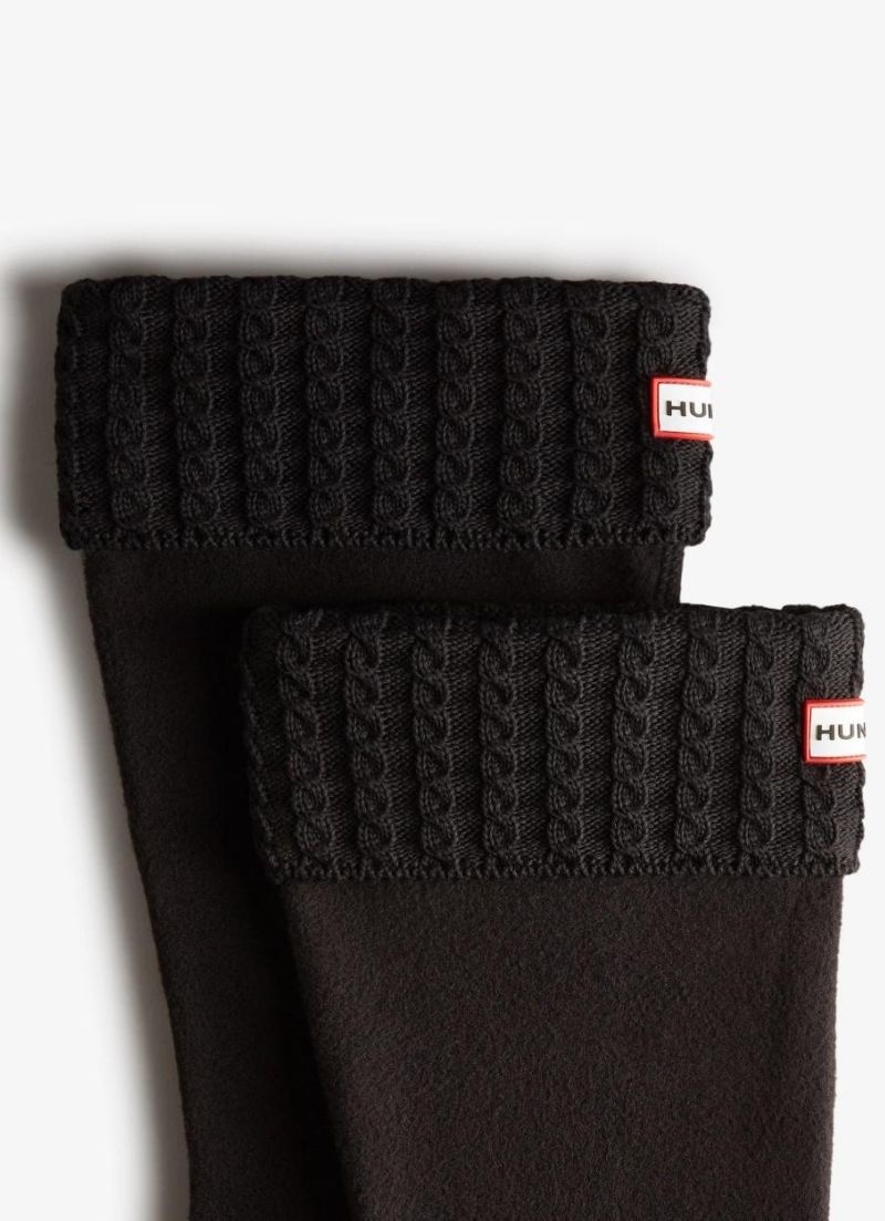 Recycled Mini Cable Knitted Cuff Tall Boot Socks Indigo Bay