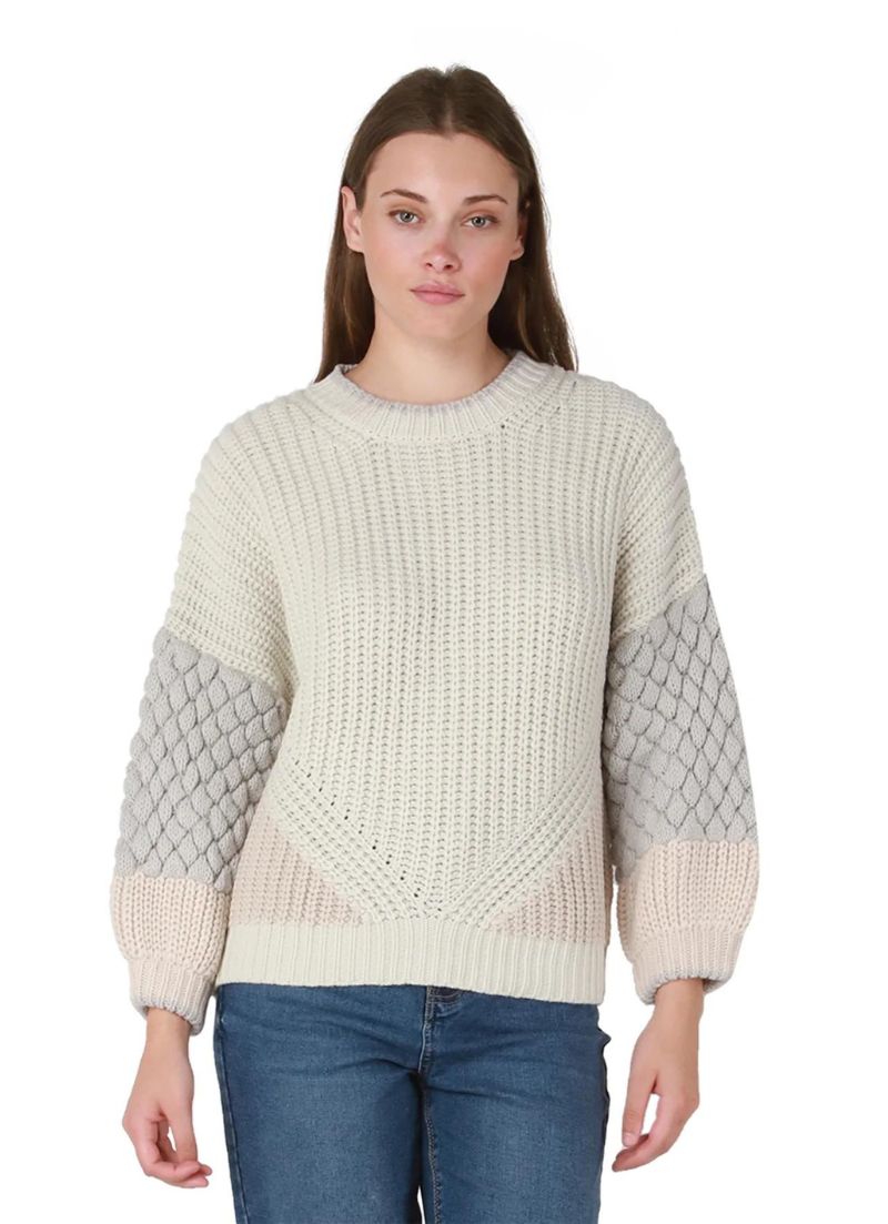 Jessie Textured Bubble Sleeve Sweater