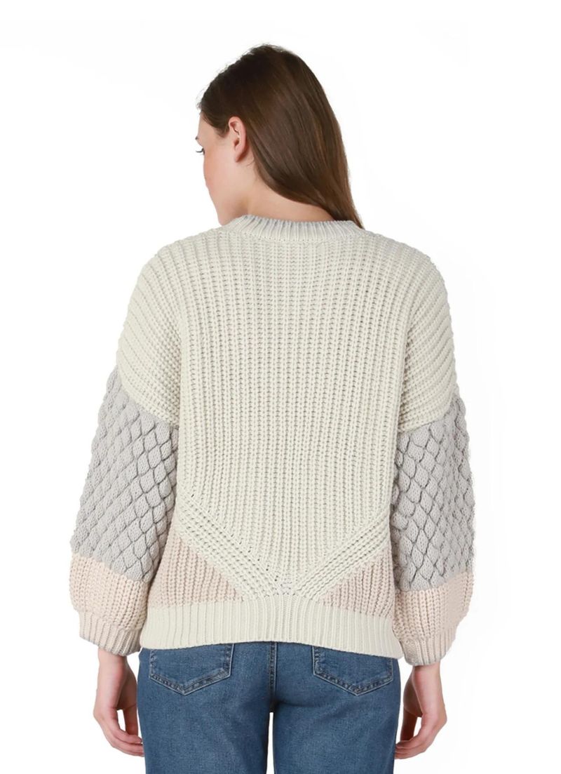 Jessie Textured Bubble Sleeve Sweater