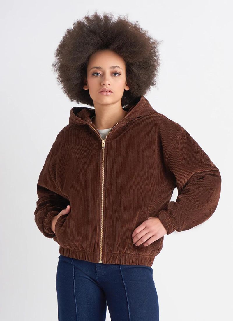 Melanie Hooded Corduroy Jacket