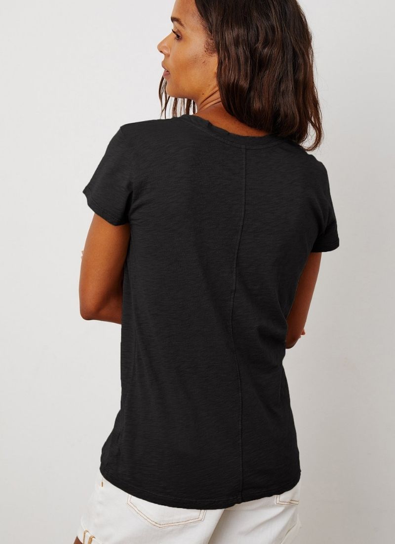Velours - T-shirt à col rond en coton flammé Odelia