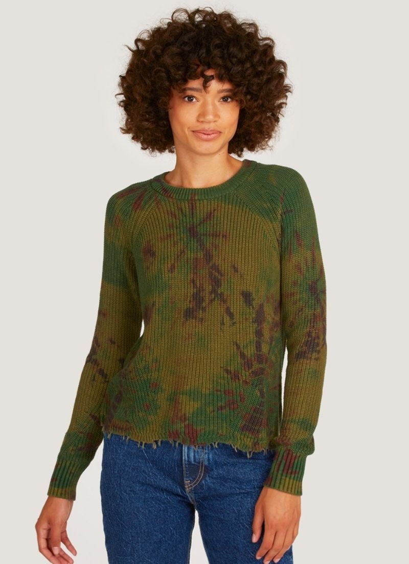 Cachemire d'automne - Tie Dye Scallop Edge Shaker Crew