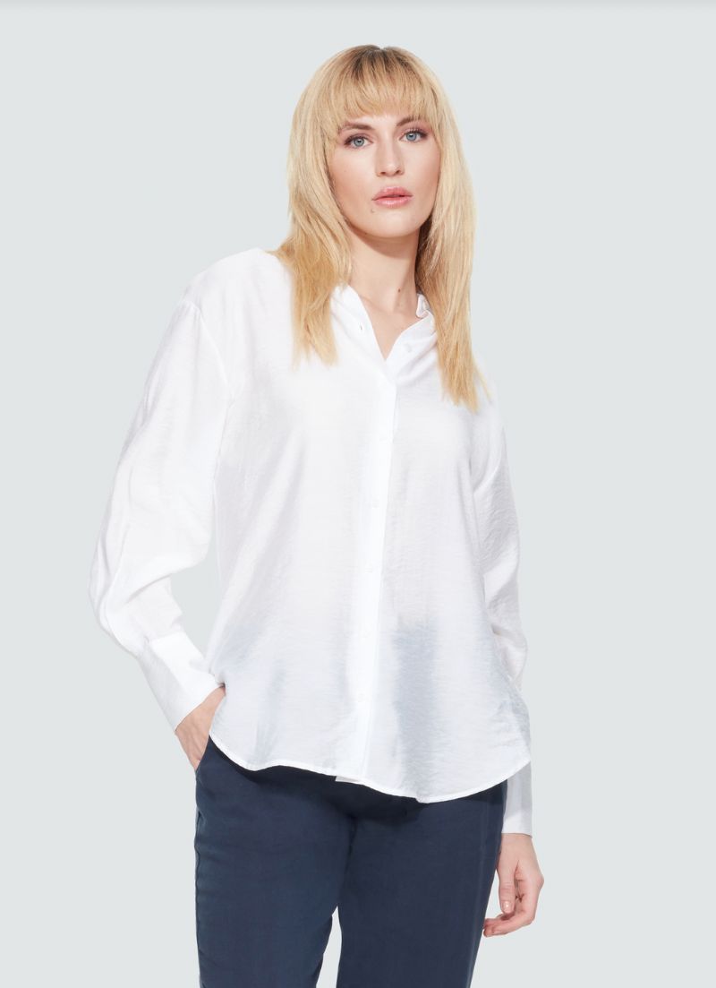 Textured Button Front Blouse