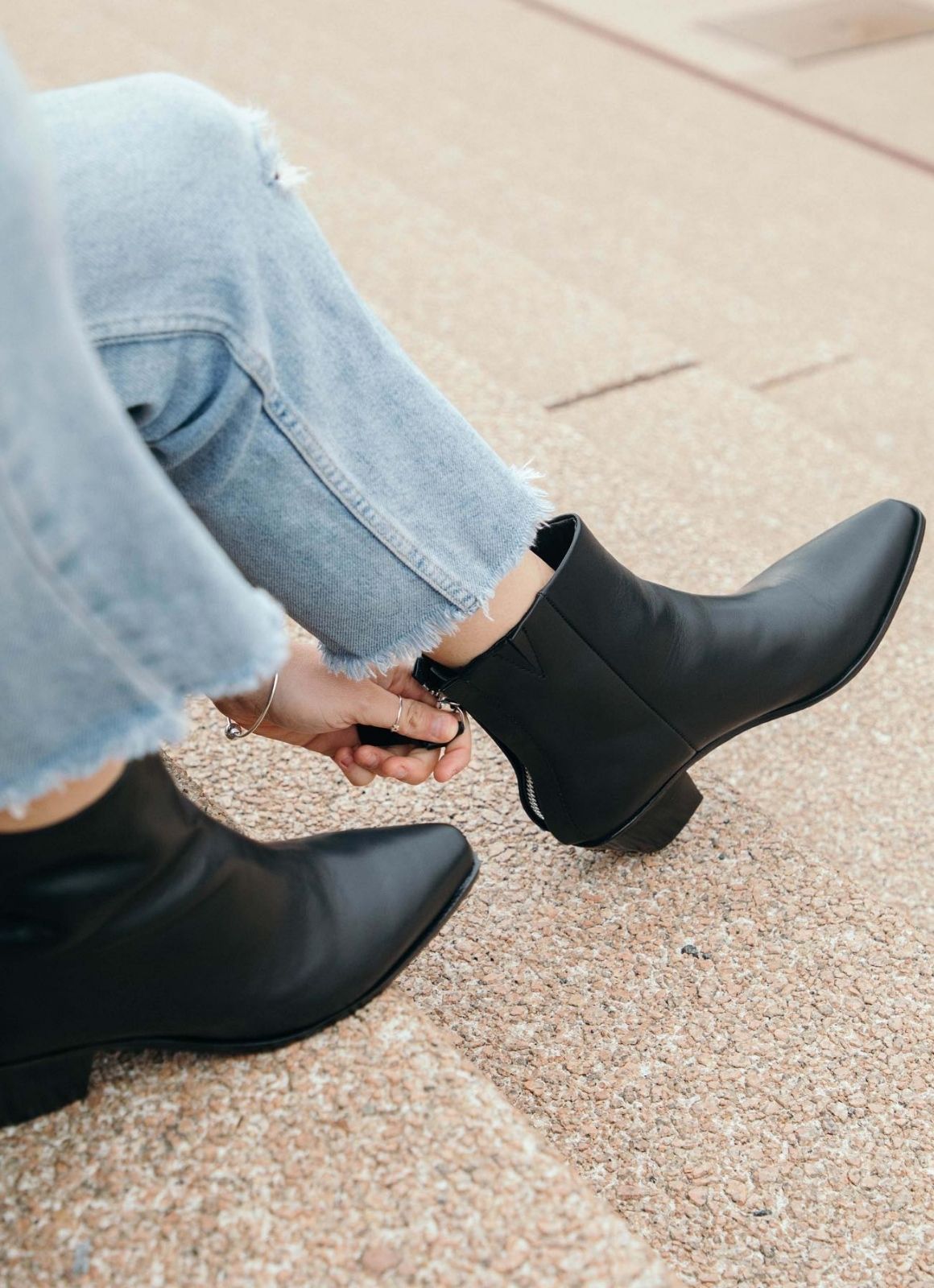 Sol Sana Black Leather Woodie Boot