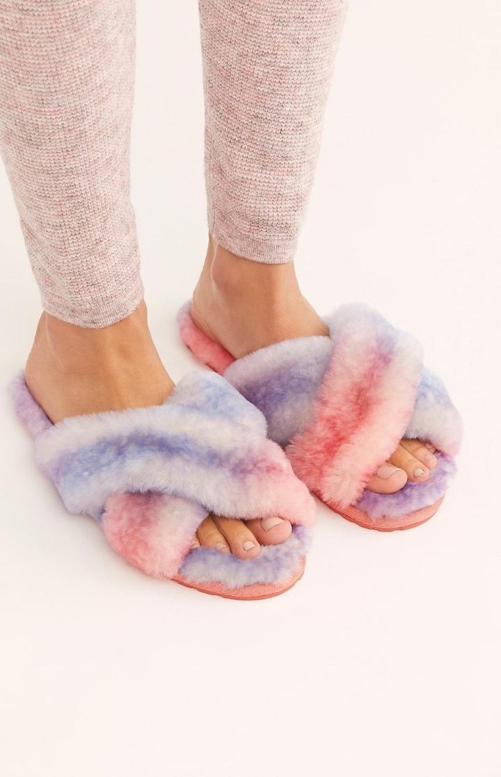 Fluffy Emu Tie Dye Mayberry Slipper Mayberry Slippers Tri Indigo Bay